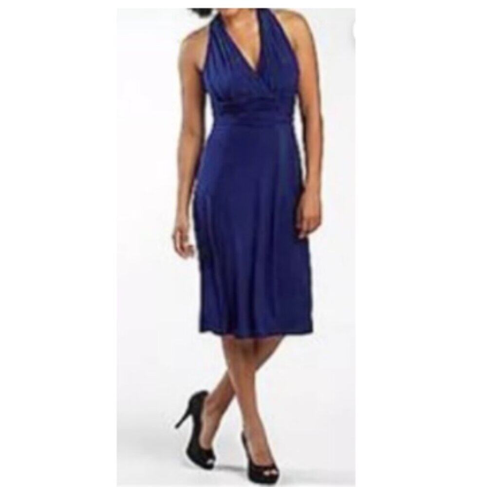 Jones Wear Navy Halter Midi Dress